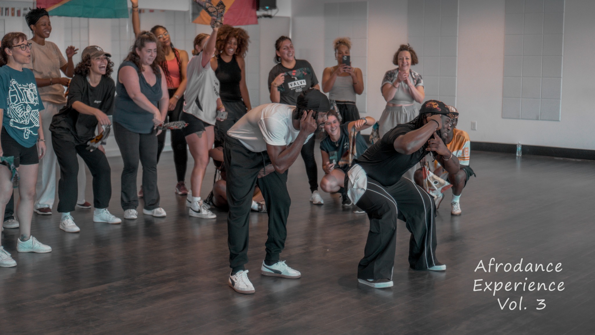 Afrodance artists and community members in a dance studio